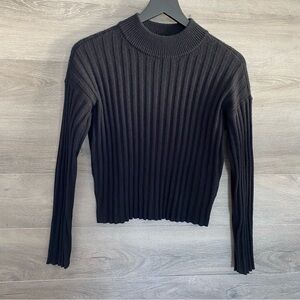 Madewell Mockneck Crop Sweater Black XS Wool